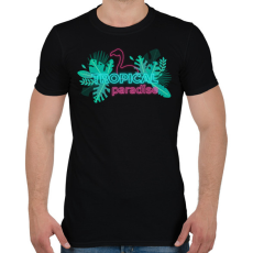 PRINTFASHION Tropical Paradise flamingo - Férfi póló - Fekete