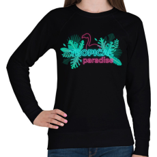 PRINTFASHION Tropical Paradise flamingo - Női pulóver - Fekete