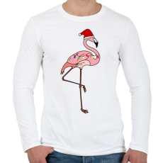 PRINTFASHION Trópusi karácsony flmaingó - Férfi hosszú ujjú póló - Fehér