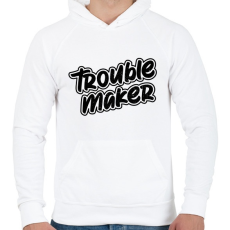 PRINTFASHION TroubleMakerBlackTextured - Férfi kapucnis pulóver - Fehér