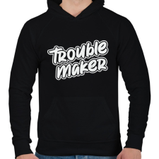 PRINTFASHION TroubleMakerWhiteTextured-04 - Férfi kapucnis pulóver - Fekete férfi pulóver, kardigán