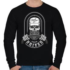 PRINTFASHION Truck driver - Fehér - Férfi pulóver - Fekete