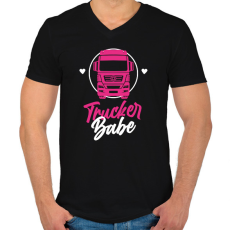 PRINTFASHION Trucker Babe - Férfi V-nyakú póló - Fekete