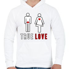 PRINTFASHION True love - Férfi kapucnis pulóver - Fehér férfi pulóver, kardigán