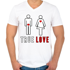 PRINTFASHION True love - Férfi V-nyakú póló - Fehér férfi póló