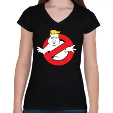 PRINTFASHION Trump szellemírtók - Női V-nyakú póló - Fekete