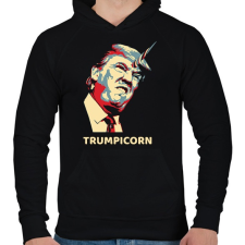 PRINTFASHION Trump unikornis - Férfi kapucnis pulóver - Fekete férfi pulóver, kardigán