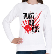 PRINTFASHION Trust no one - Női pulóver - Fehér női pulóver, kardigán