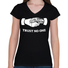 PRINTFASHION Trust no one! - Női V-nyakú póló - Fekete női póló