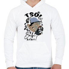 PRINTFASHION Tső Babi néni! - Férfi kapucnis pulóver - Fehér
