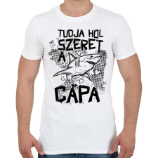 PRINTFASHION Tudja hol szeret a cápa - Férfi póló - Fehér férfi póló