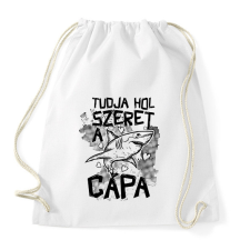 PRINTFASHION Tudja hol szeret a cápa - Sportzsák, Tornazsák - Fehér tornazsák