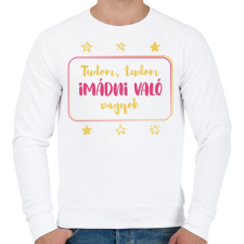 PRINTFASHION Tudom, tudom imádni való vagyok - Kislány - Férfi pulóver - Fehér férfi pulóver, kardigán