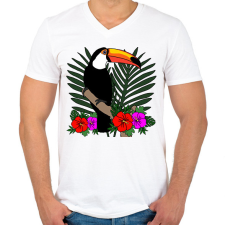 PRINTFASHION Tukán - Férfi V-nyakú póló - Fehér férfi póló