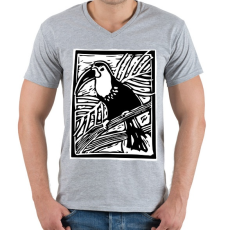 PRINTFASHION tukán - Férfi V-nyakú póló - Sport szürke