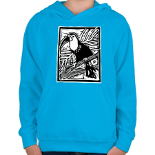 PRINTFASHION tukán - Gyerek kapucnis pulóver - Azúrkék gyerek pulóver, kardigán