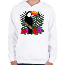 PRINTFASHION Tukán - Gyerek kapucnis pulóver - Fehér