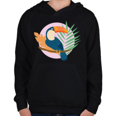 PRINTFASHION Tukán lila háttéren - Gyerek kapucnis pulóver - Fekete