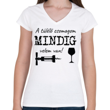 PRINTFASHION Túlélő csomag - Táska minta - Női V-nyakú póló - Fehér női póló