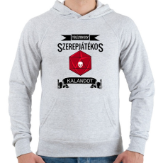 PRINTFASHION Túléltem egy Szerepjátékos Kalandot (fekete) - Férfi kapucnis pulóver - Sport szürke