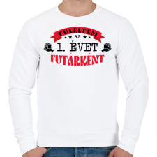 PRINTFASHION Túléltem futárként - számmal - Férfi pulóver - Fehér férfi pulóver, kardigán