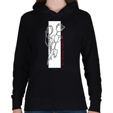 PRINTFASHION Tulipán perspective - Női kapucnis pulóver - Fekete női pulóver, kardigán