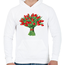 PRINTFASHION Tulipáncsokor - Férfi kapucnis pulóver - Fehér