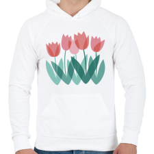 PRINTFASHION Tulipánok - Férfi kapucnis pulóver - Fehér férfi pulóver, kardigán