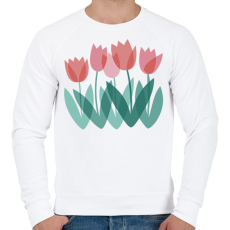 PRINTFASHION Tulipánok - Férfi pulóver - Fehér