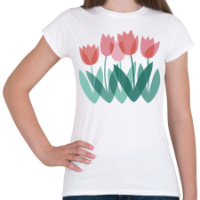 PRINTFASHION Tulipánok - Női póló - Fehér női póló