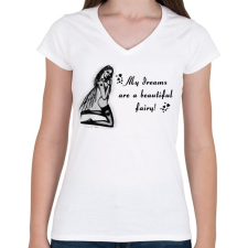 PRINTFASHION tündér3 - Női V-nyakú póló - Fehér női póló