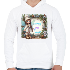 PRINTFASHION Tündér - Férfi kapucnis pulóver - Fehér férfi pulóver, kardigán