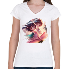 PRINTFASHION Tündérfiú és tündérlány - Női V-nyakú póló - Fehér női póló