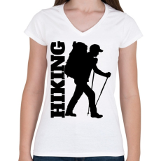 PRINTFASHION túrázás - Női V-nyakú póló - Fehér