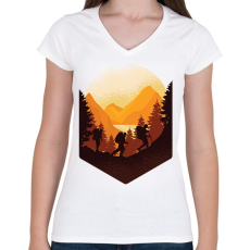 PRINTFASHION Túrázás - Női V-nyakú póló - Fehér