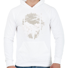 PRINTFASHION Túrázó a hegyekben - Férfi kapucnis pulóver - Fehér férfi pulóver, kardigán