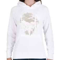 PRINTFASHION Túrázó a hegyekben - Női kapucnis pulóver - Fehér