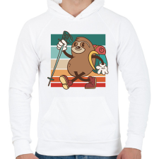 PRINTFASHION Túrázó lajhár - Férfi kapucnis pulóver - Fehér férfi pulóver, kardigán