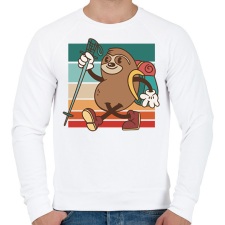 PRINTFASHION Túrázó lajhár - Férfi pulóver - Fehér férfi pulóver, kardigán