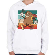 PRINTFASHION Túrázó lajhár - Gyerek kapucnis pulóver - Fehér gyerek pulóver, kardigán