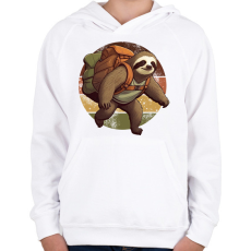 PRINTFASHION Túrázó lajhár - Gyerek kapucnis pulóver - Fehér