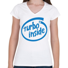 PRINTFASHION Turbo inside - Női V-nyakú póló - Fehér női póló
