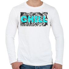 PRINTFASHION Türkiz CHILL - Férfi hosszú ujjú póló - Fehér férfi póló