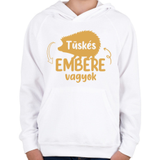 PRINTFASHION Tüskés embere vagyok - Névvel - Gyerek kapucnis pulóver - Fehér