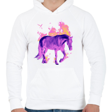 PRINTFASHION Tüzes ló - Férfi kapucnis pulóver - Fehér férfi pulóver, kardigán