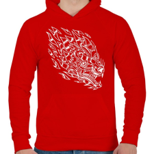 PRINTFASHION Tűzfarkas - Férfi kapucnis pulóver - Piros férfi pulóver, kardigán
