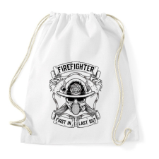 PRINTFASHION Tűzoltó - Elsőként bemenni, utolsóként kijönni! - Sportzsák, Tornazsák - Fehér tornazsák