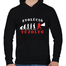 PRINTFASHION Tűzoltó evolúció - Férfi kapucnis pulóver - Fekete férfi pulóver, kardigán