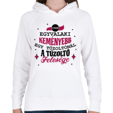 PRINTFASHION Tűzoltó felesége - Női kapucnis pulóver - Fehér női pulóver, kardigán