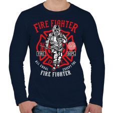PRINTFASHION Tűzoltó - Férfi hosszú ujjú póló - Sötétkék férfi póló